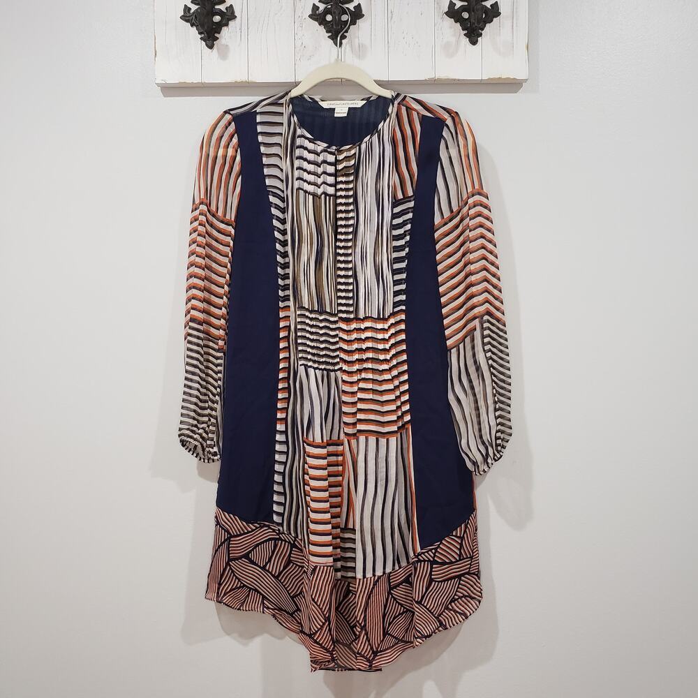 DVF Kailyn Patchwork Stripe Shift Silk Dress Size 0